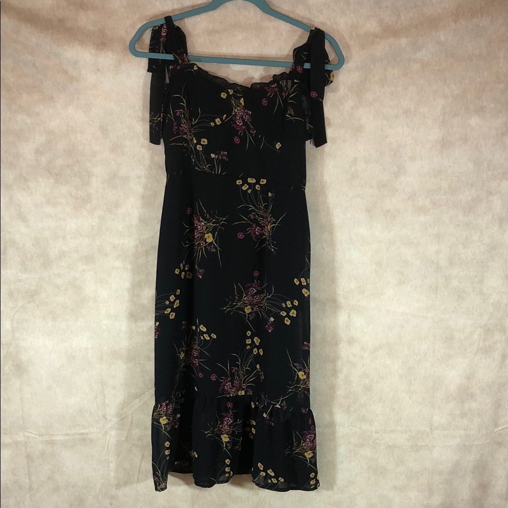 Commense Black Floral Midi Dress